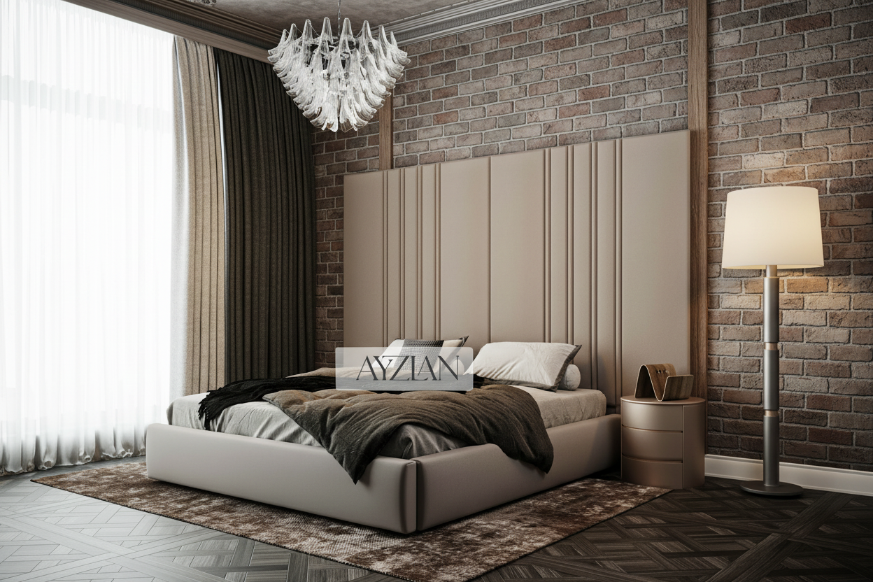 Royal Wide Headboard Panel Stripe Bed