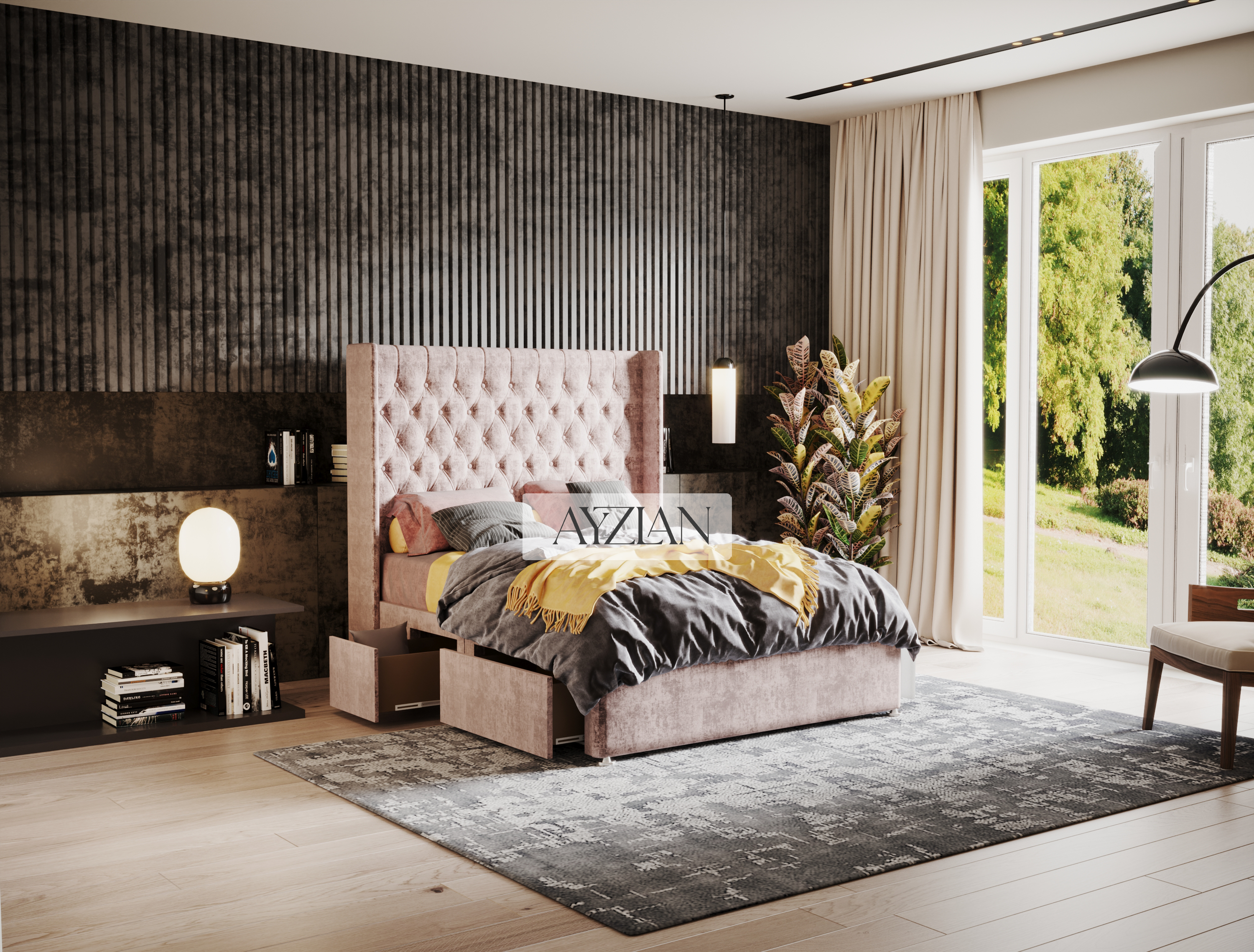 Ramy Classic Winged Divan Drawer Storage Bed