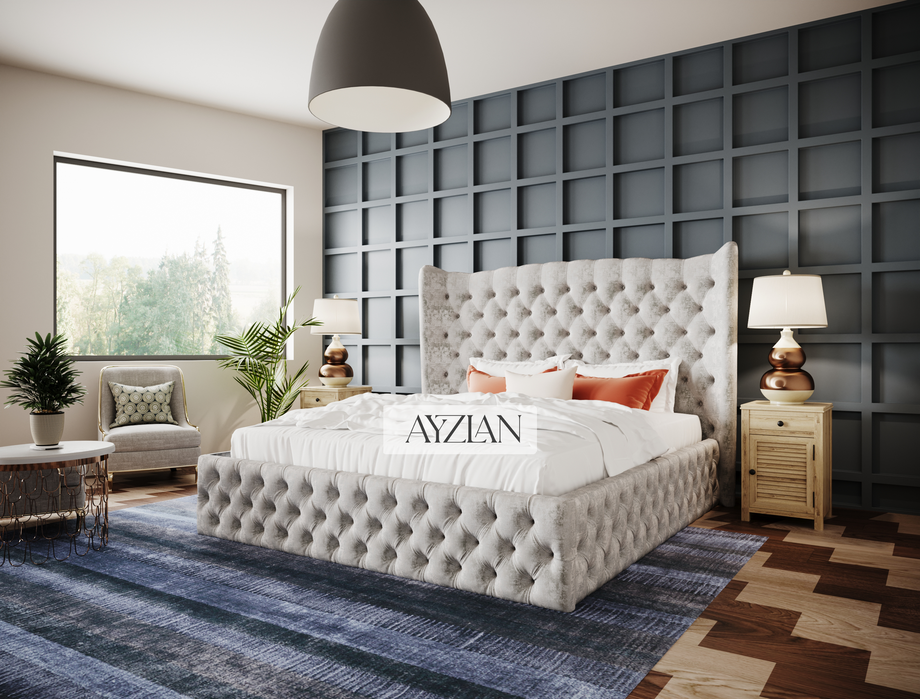 Mona Winged Chesterfield Designer Bed