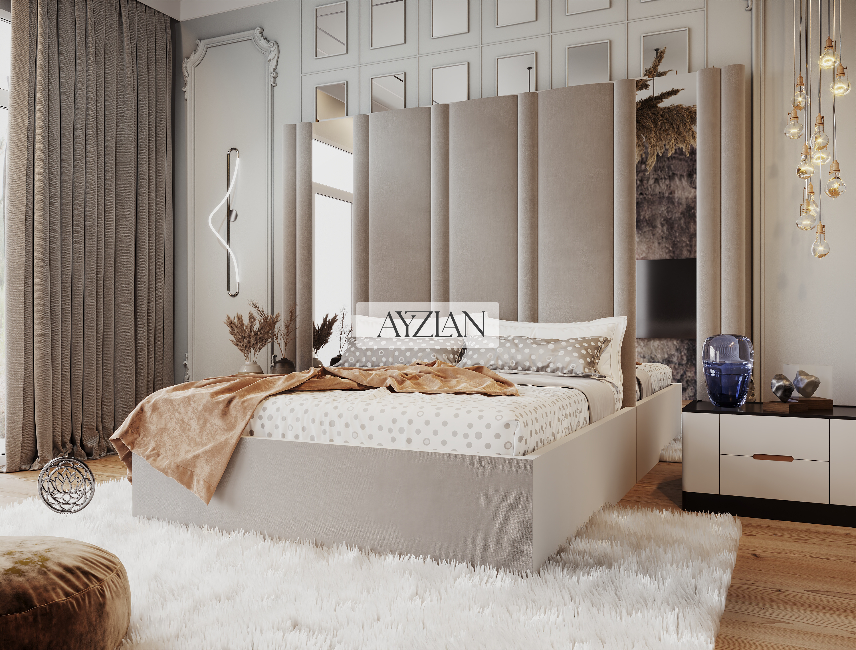 Scarlett Hybrid Mirror Wide Extended Headboard Bed