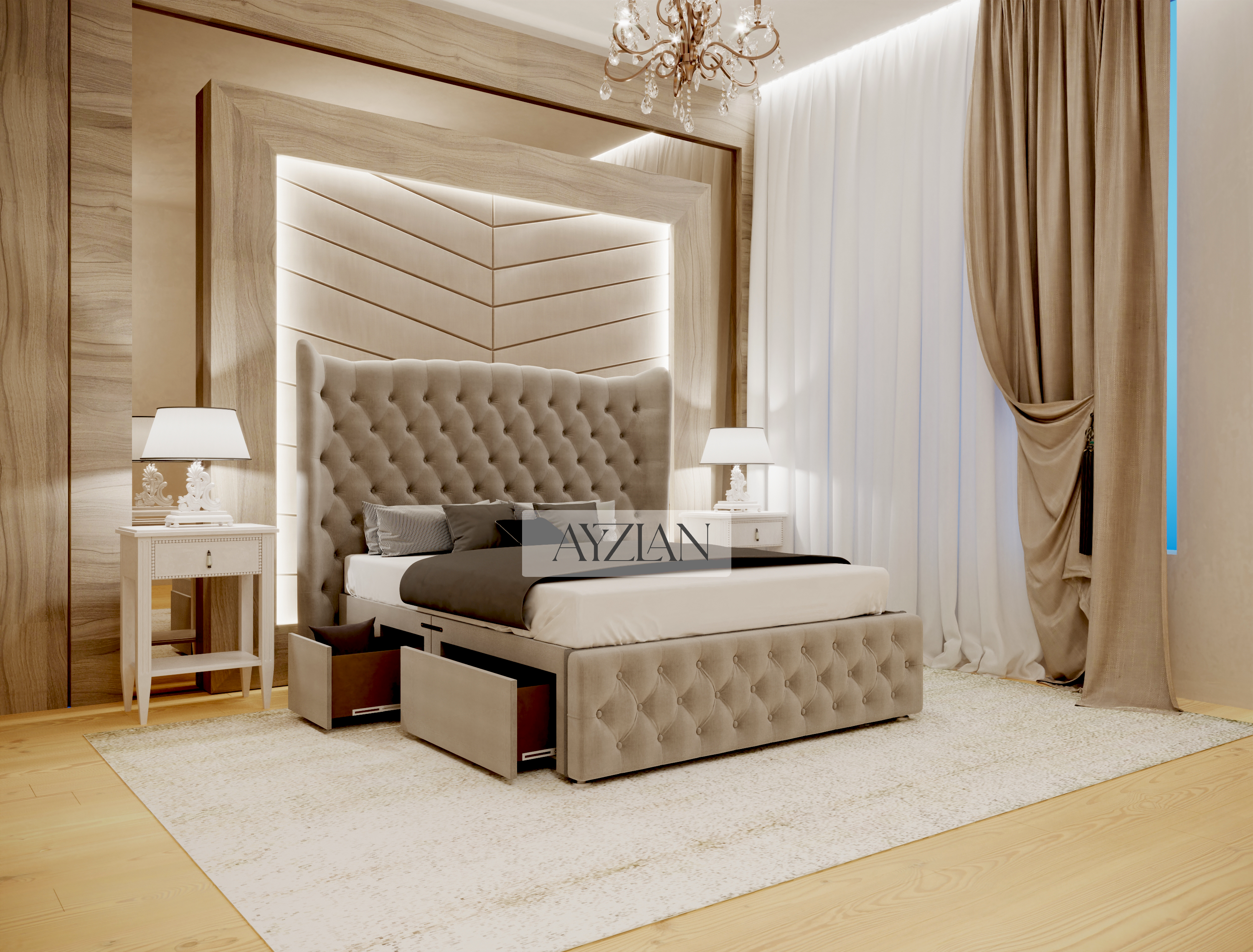 Ellie Winged Divan Drawer Storage Bed Ayzlan - Main Image