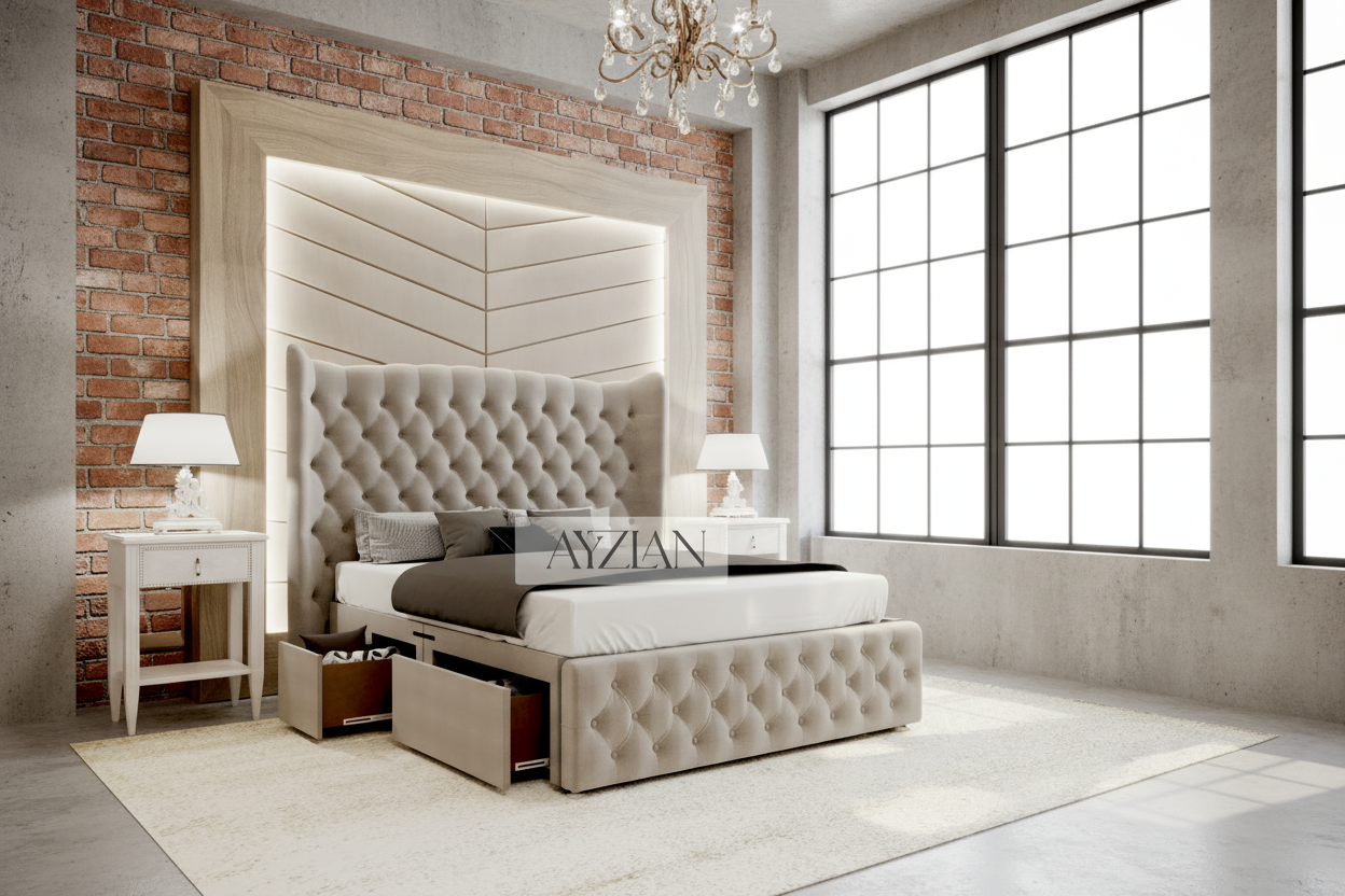 Ellie Winged Divan Drawer Storage Bed