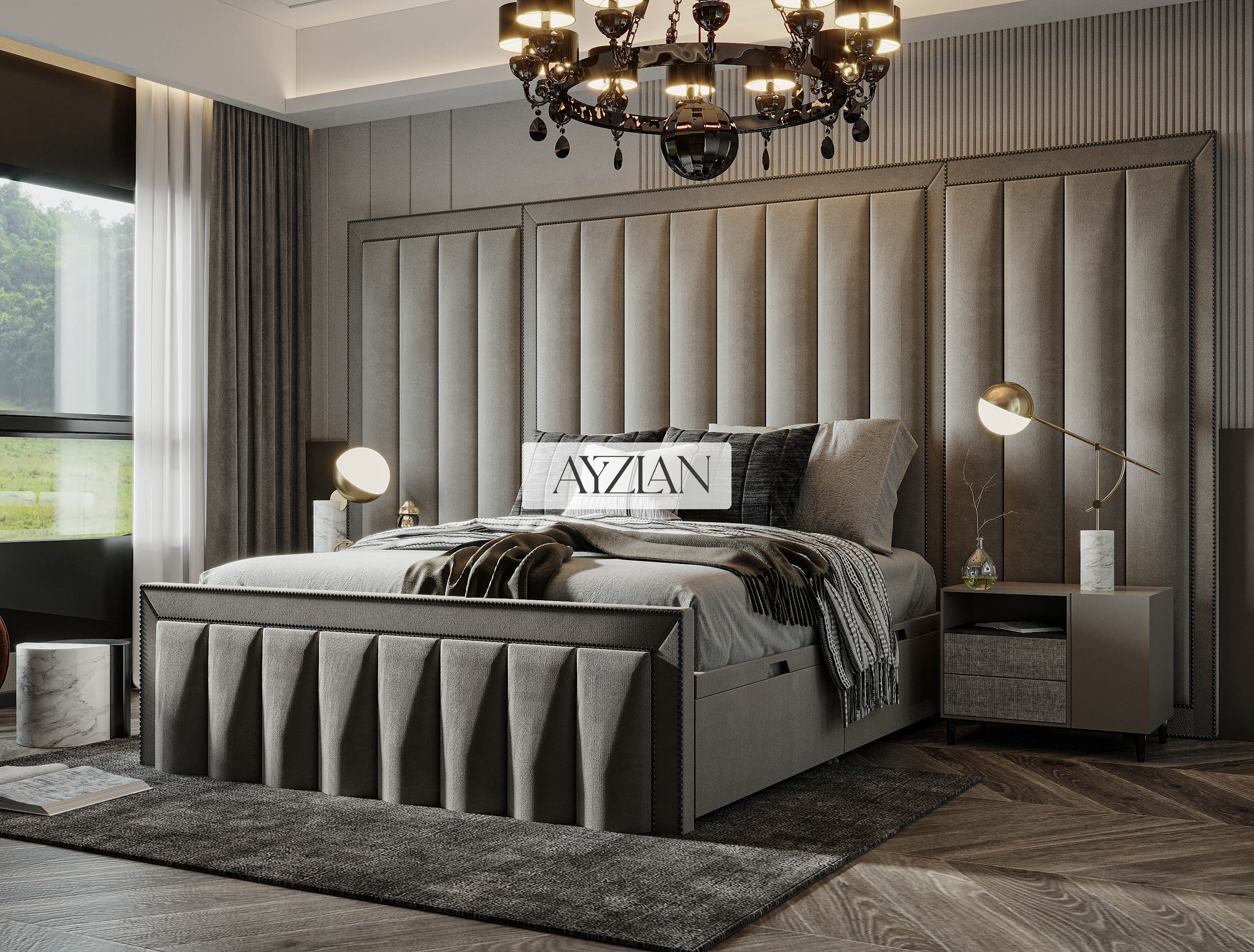 Godiva Wide Headboard Divan Ottoman Platform Top Under Storage Bed