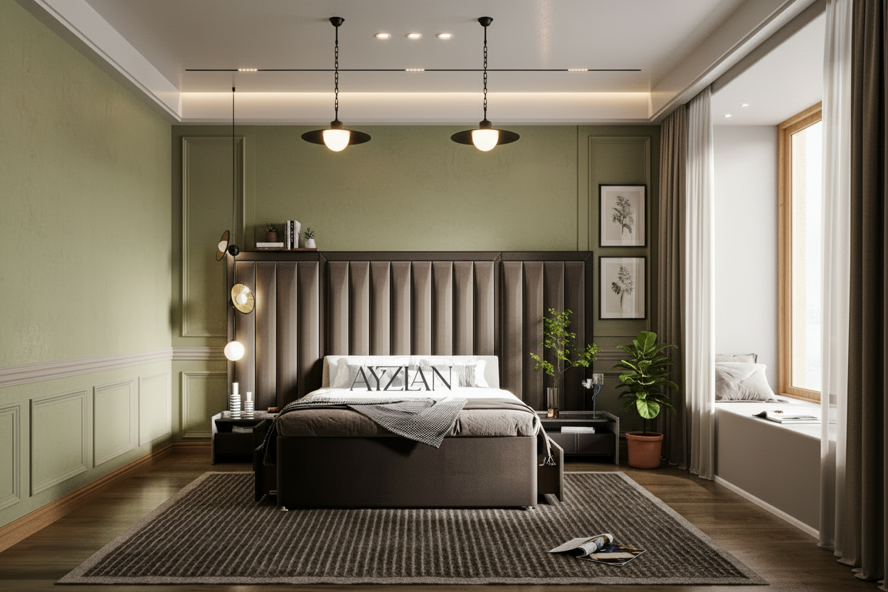 Godiva Wide Headboard Panelled Stripe Storage Drawer Divan Bed