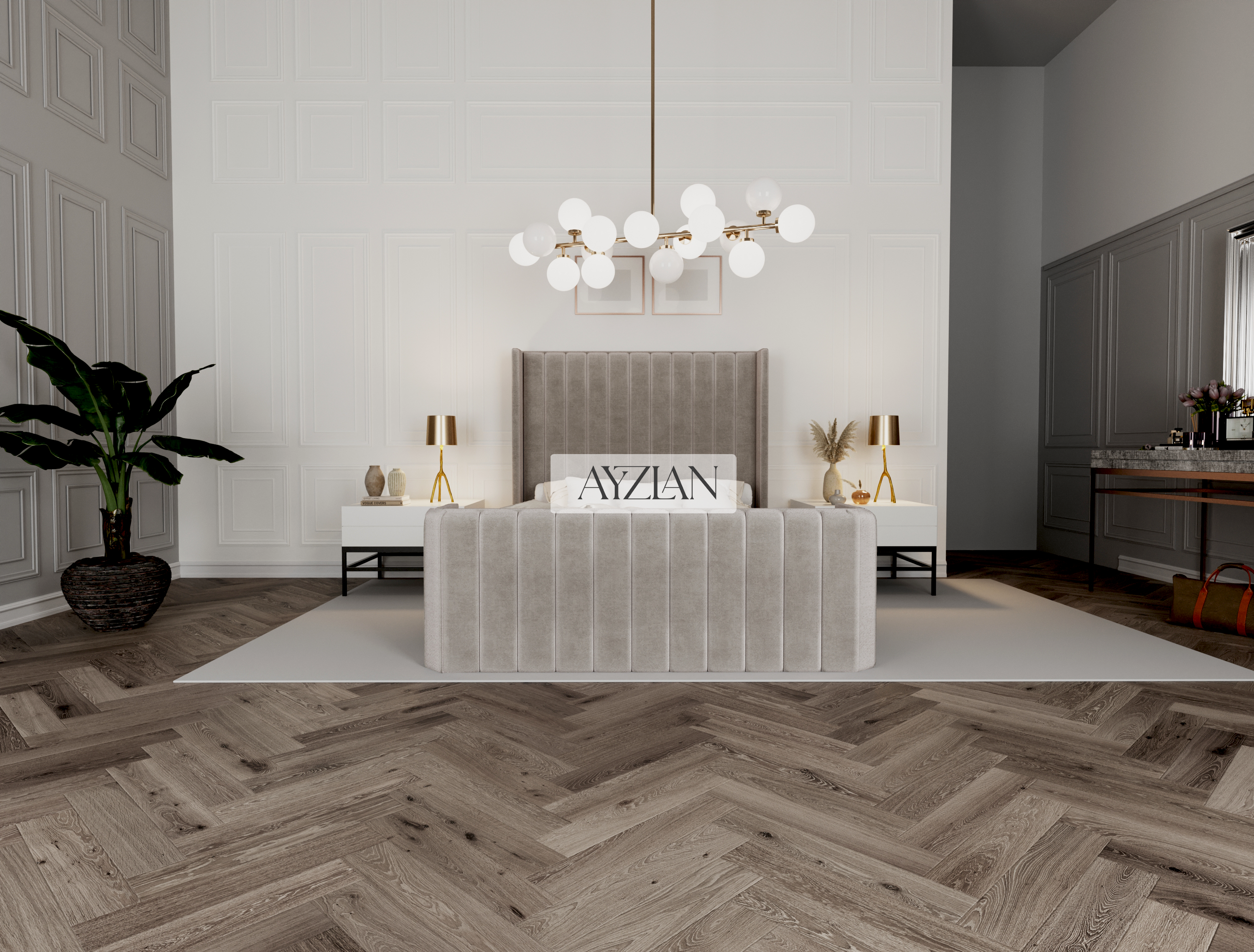 Grace Winged Stripe Curved Footboard Bed