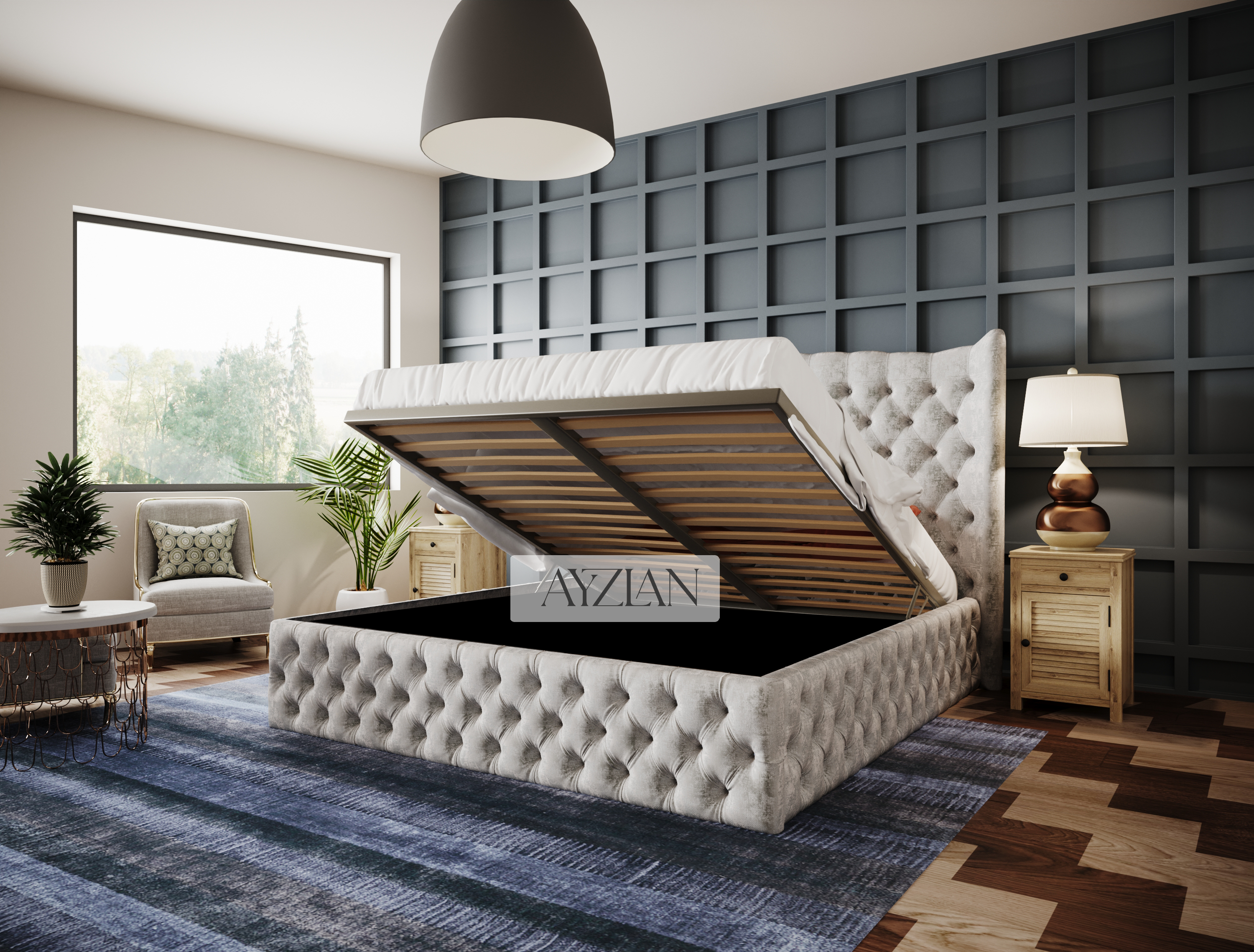 Mona Winged Chesterfield Designer Bed