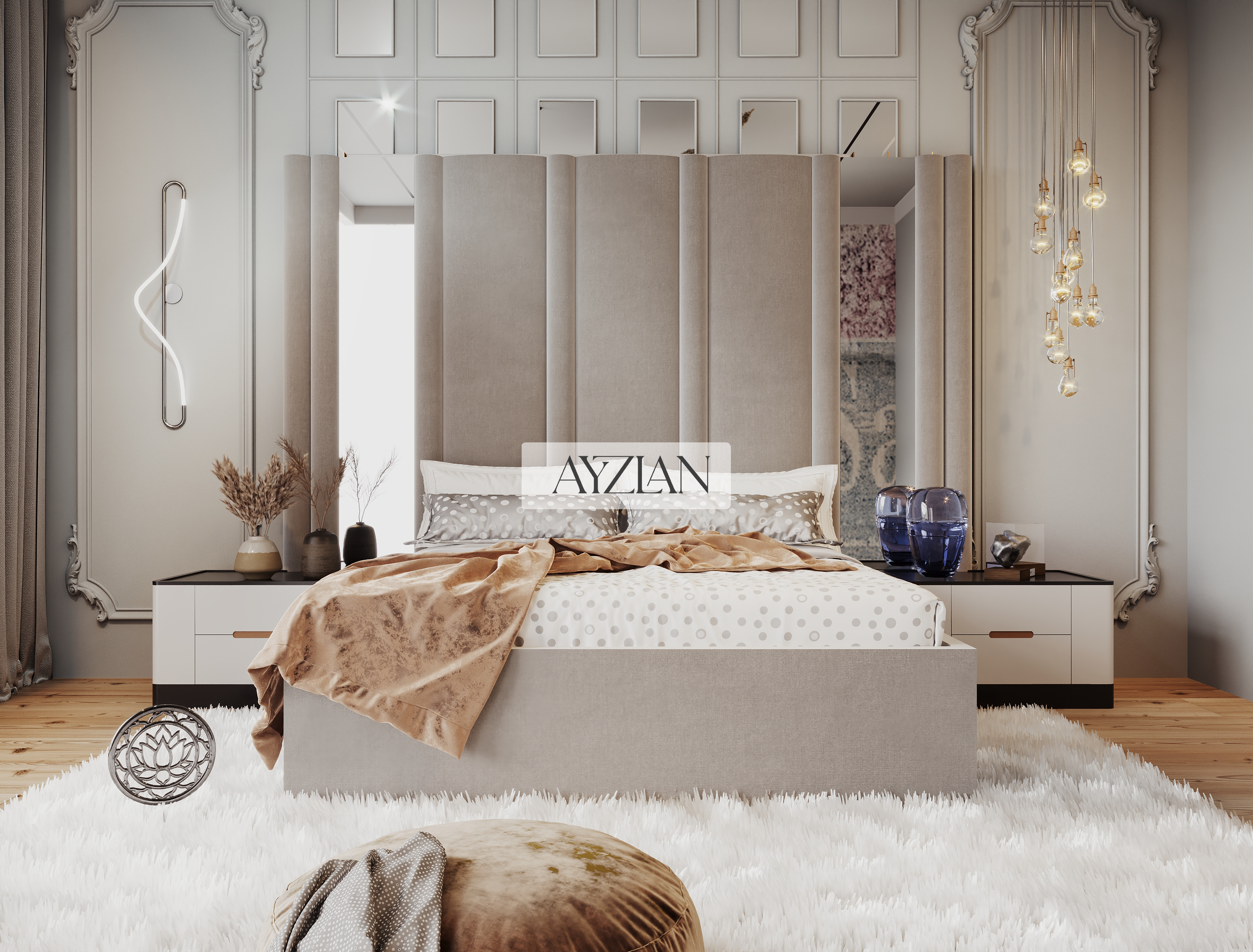 Scarlett Hybrid Mirror Wide Extended Headboard Bed