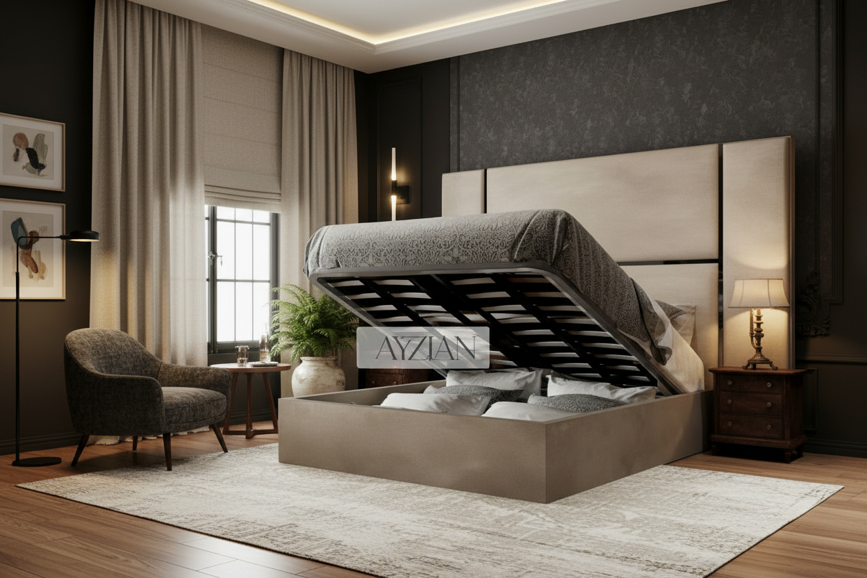 Ava Elegance Glossy Trim Wider Headboard Bed