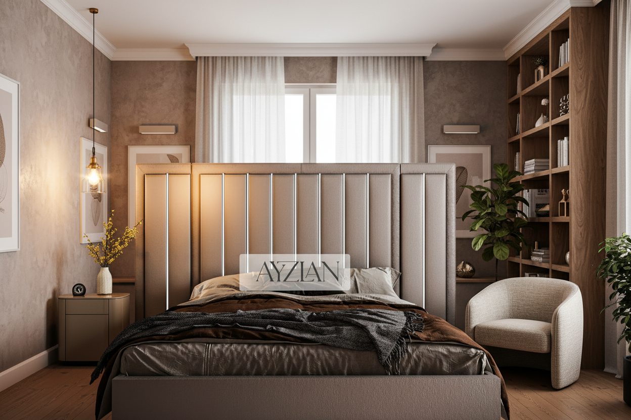 Brinly Chrome Strip Wide Headboard Panelled Bed