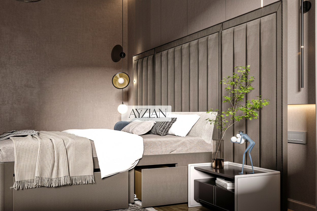 Godiva Wide Headboard Panelled Stripe Storage Drawer Divan Bed