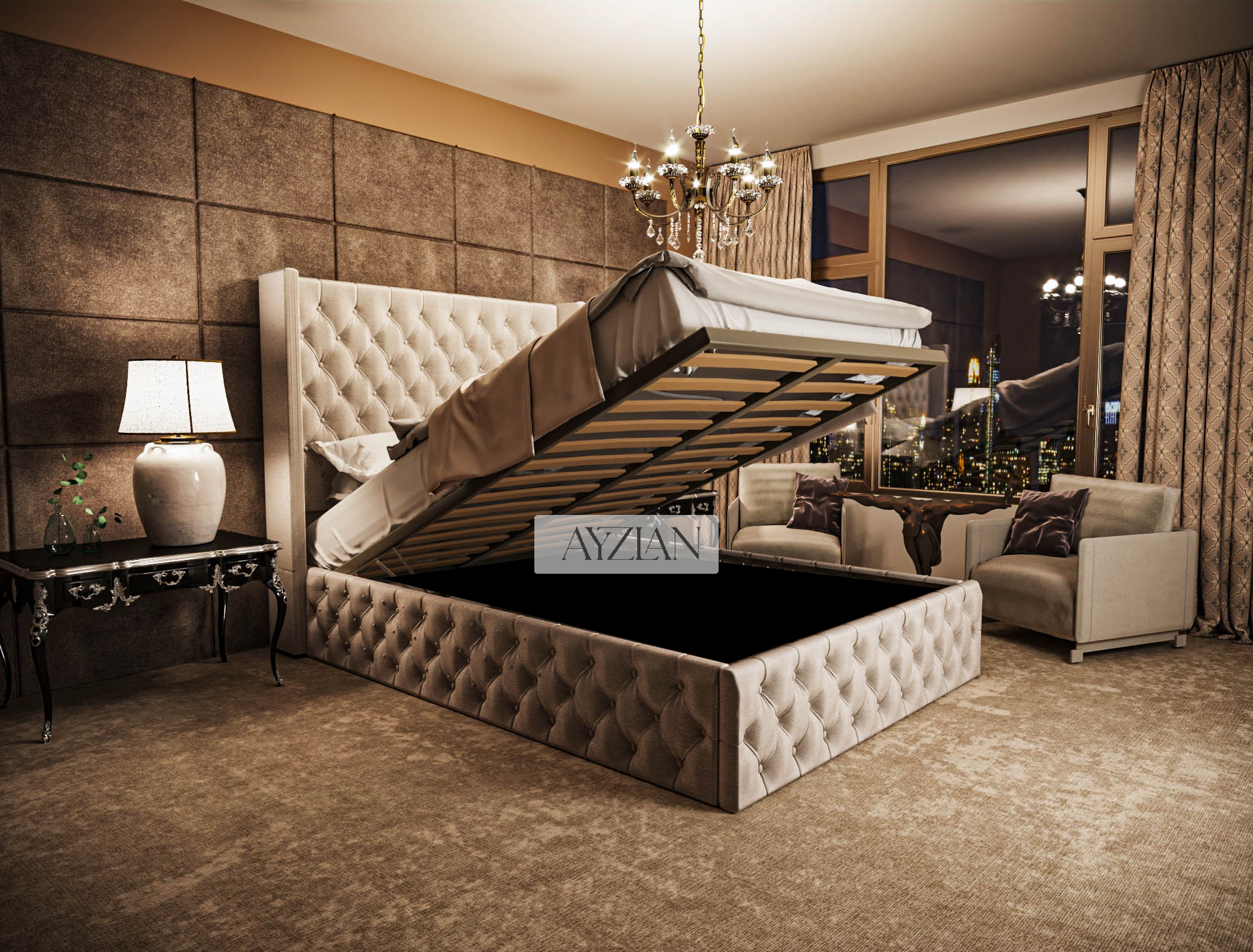 Elain Wingback Chesterfield Designer Bed