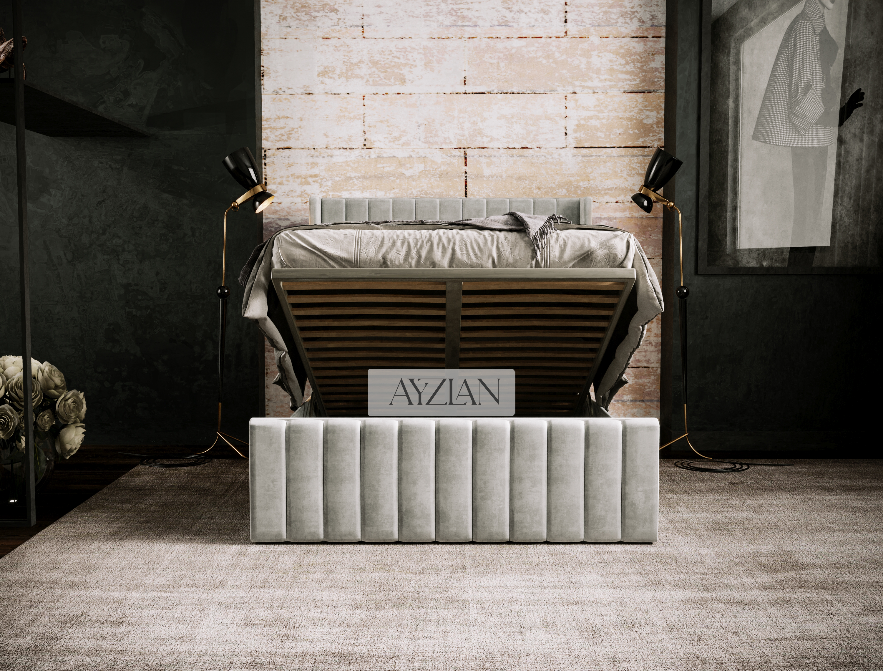 Tyler Linear Stripe Panel Lined Bed