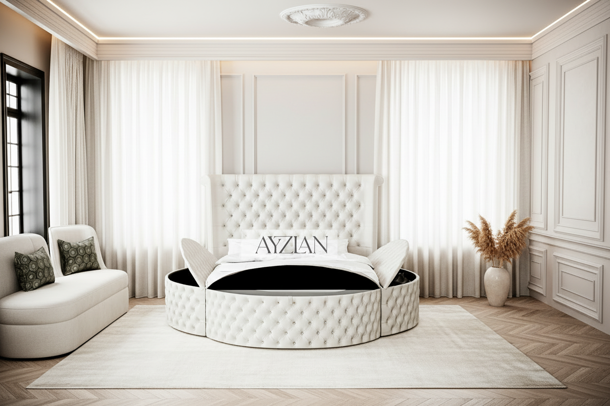 Amber Round Chesterfield Storage Bed