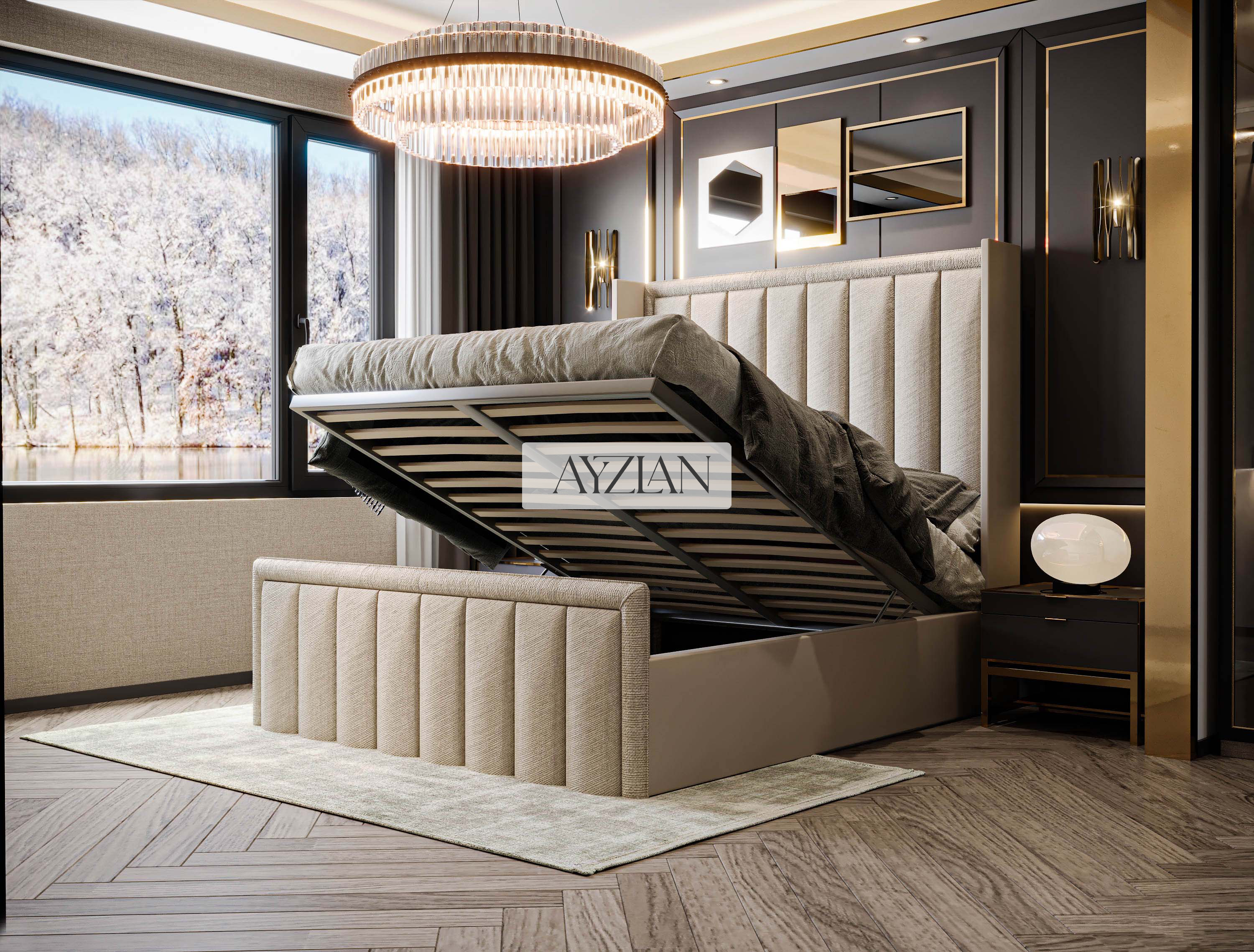 Blake Bumber Stripe Panel Line Winged Bed