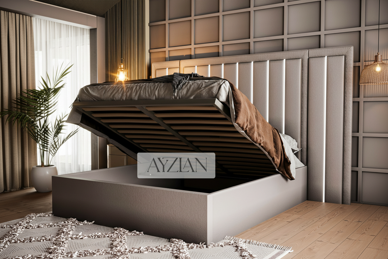 Brinly Chrome Strip Wide Headboard Panelled Bed