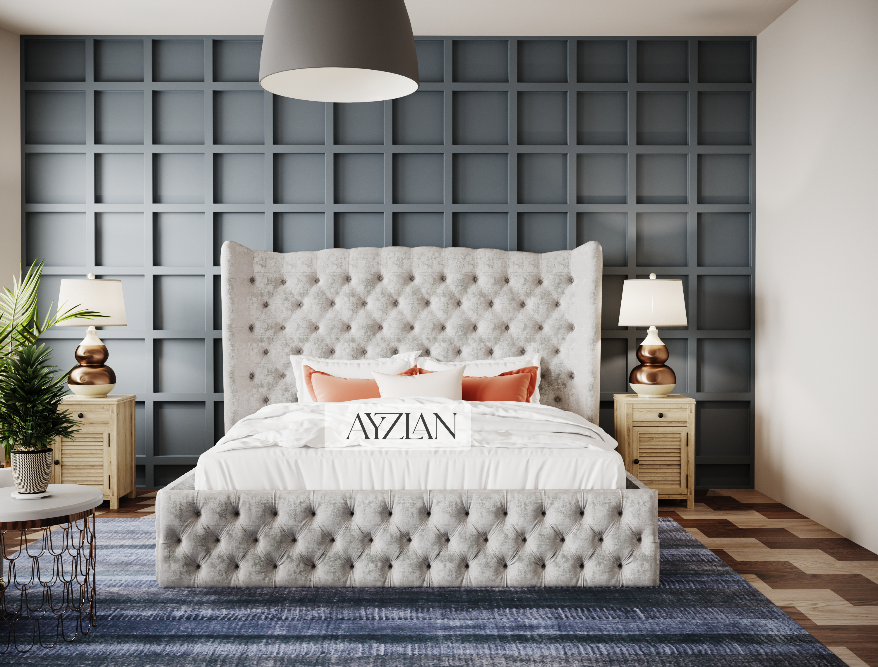 Mona Winged Chesterfield Designer Bed