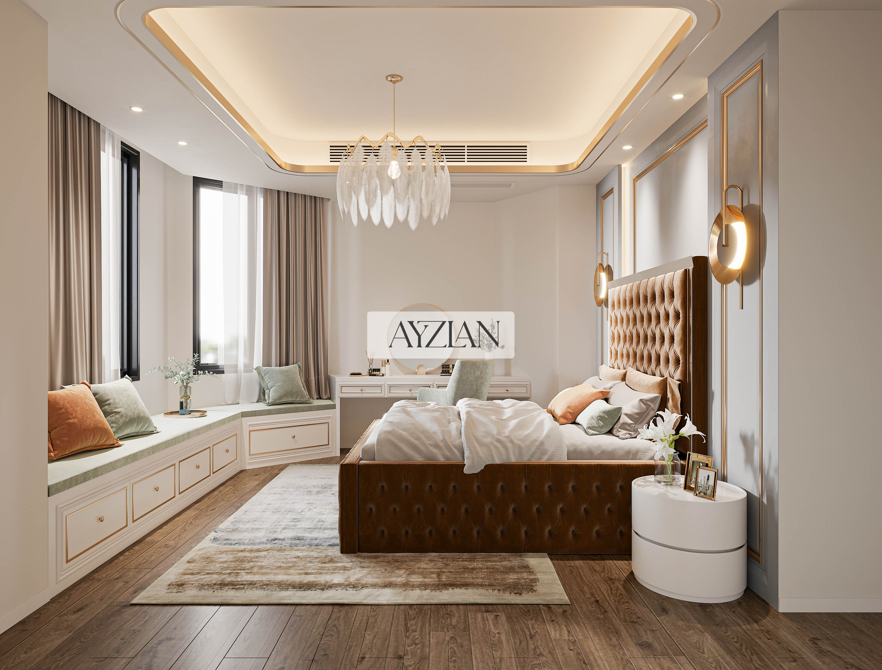 Azure Mirror Elegance Bed