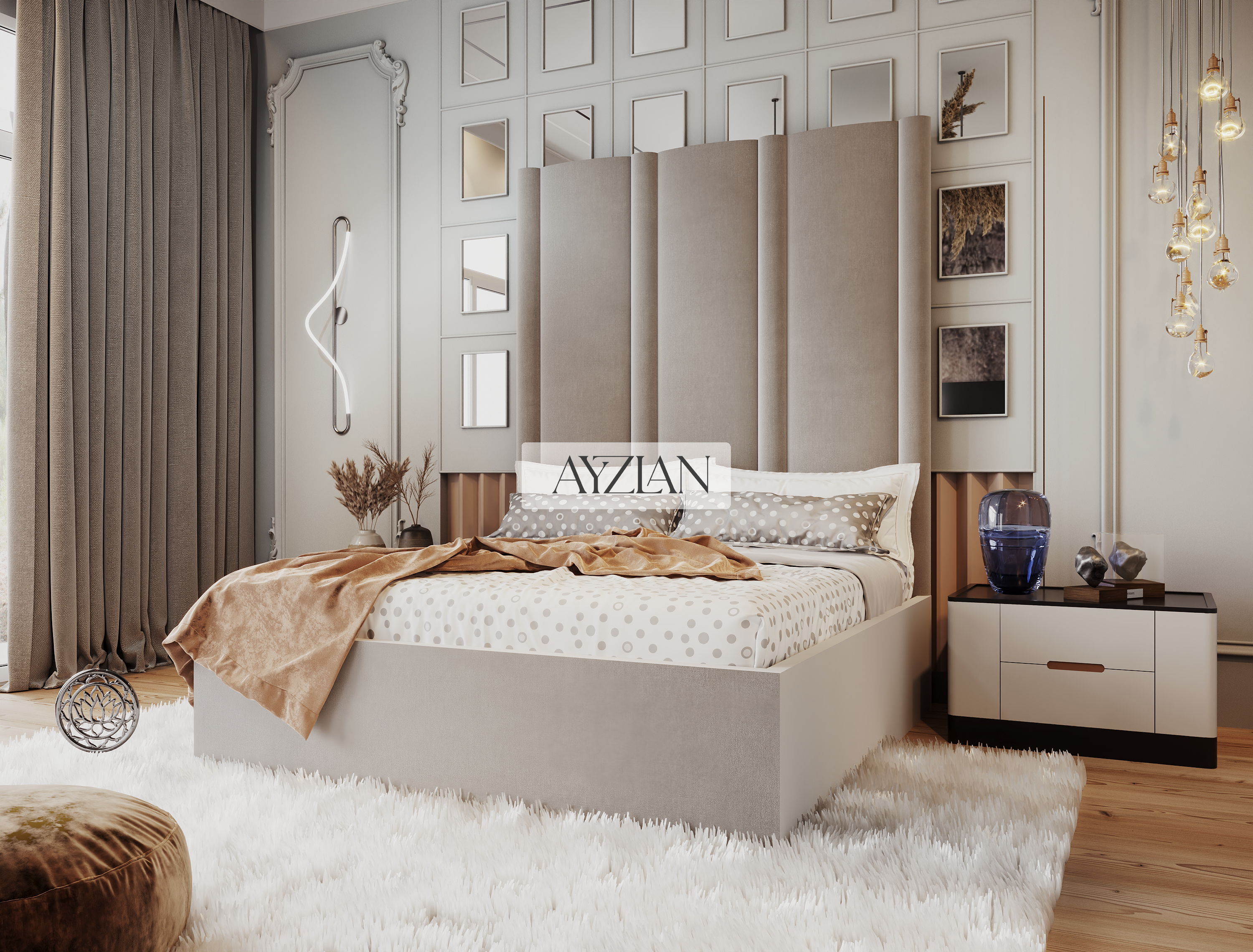 Scarlett Hybrid Mirror Wide Extended Headboard Bed