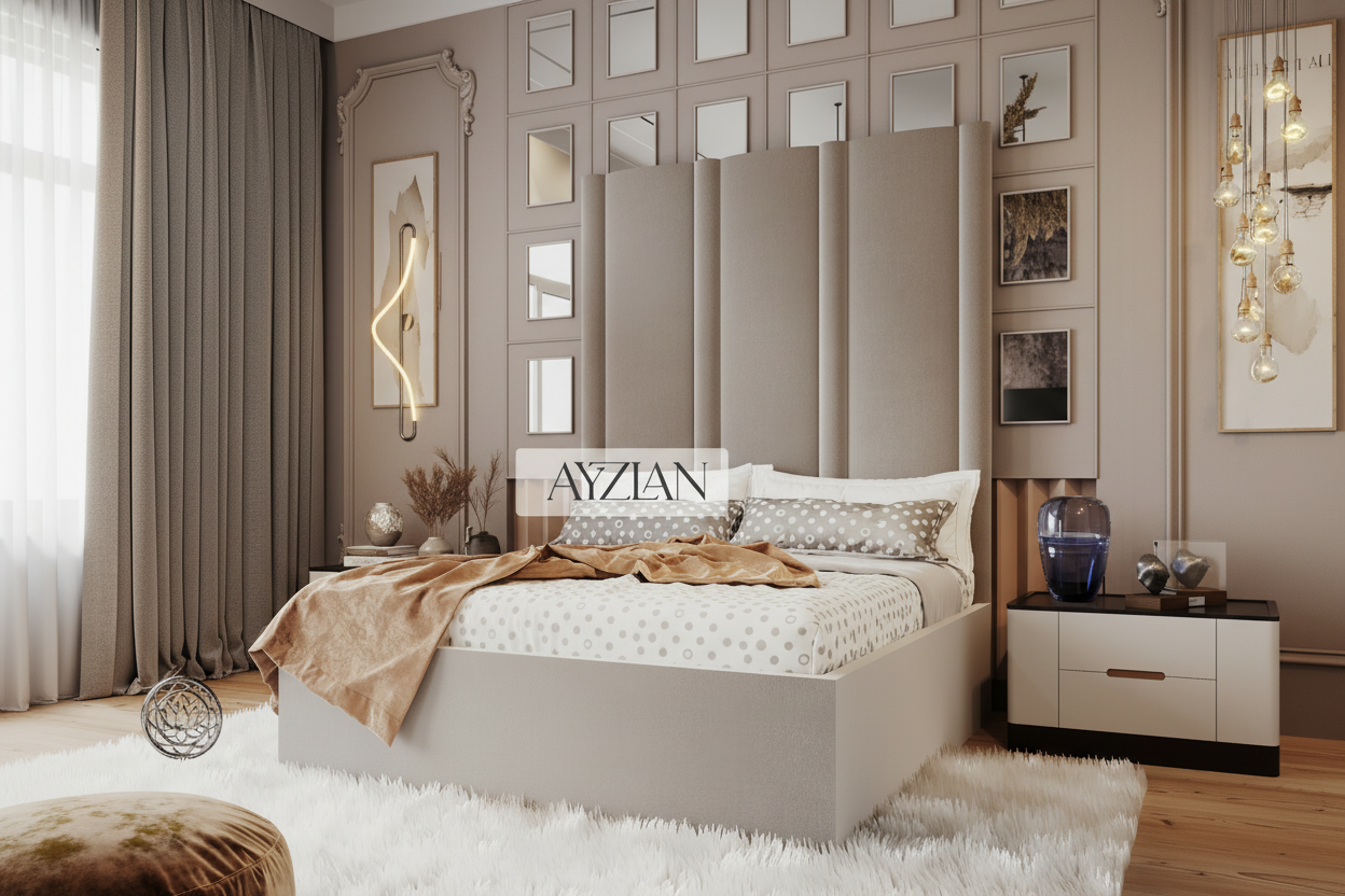 Scarlett Hybrid Mirror Wide Extended Headboard Bed