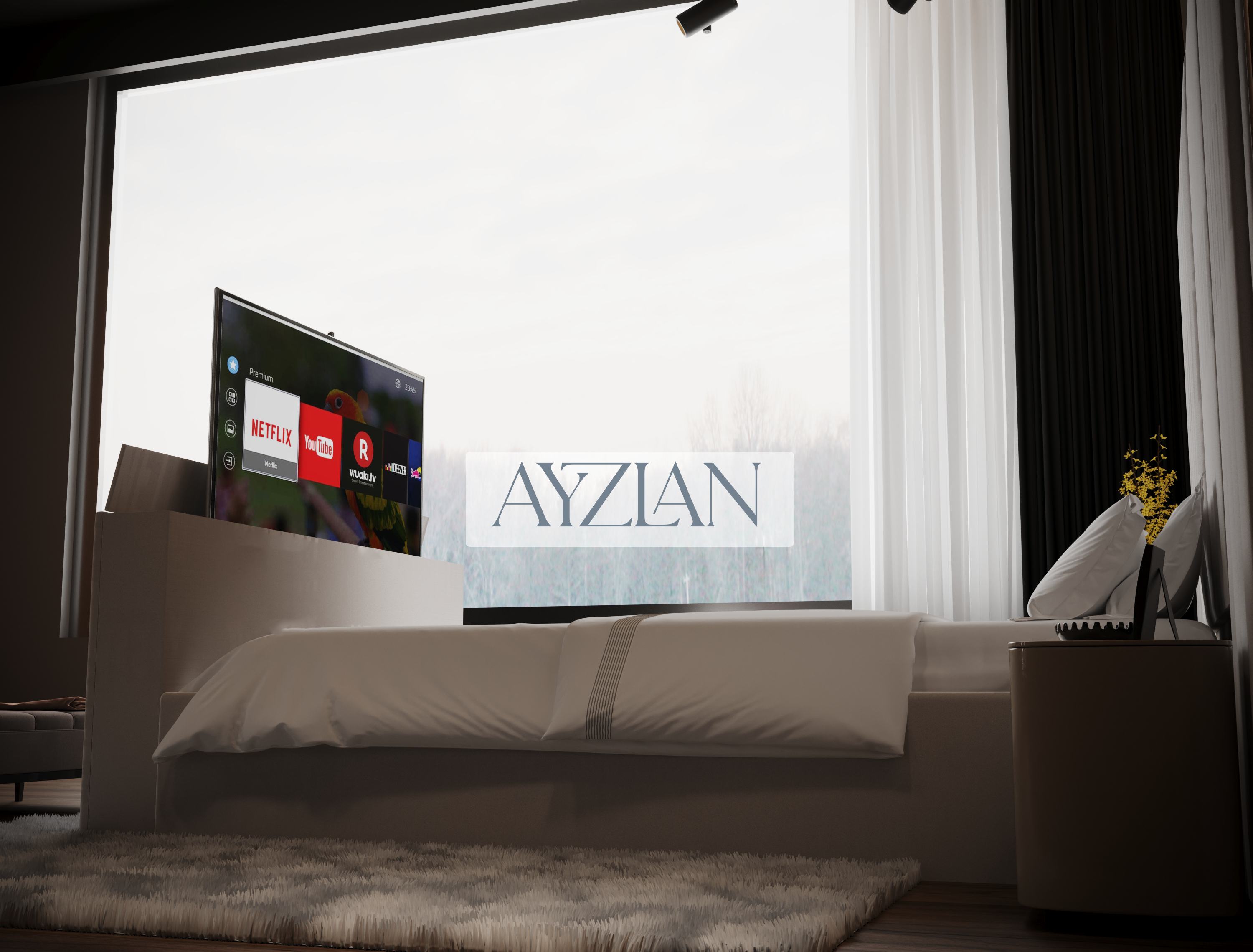 Silo Wide Headboard Panelled Stripe Tv Bed