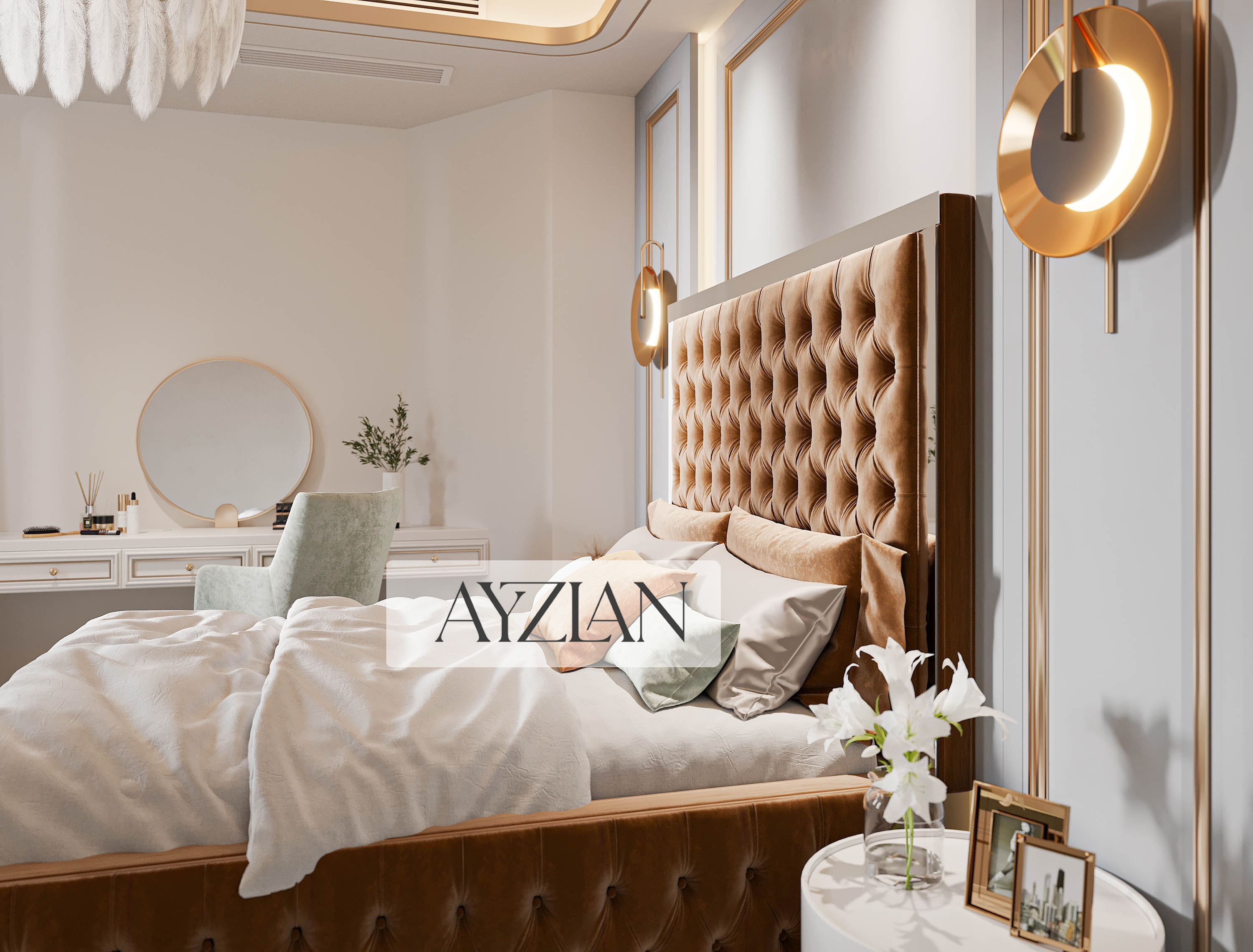 Azure Mirror Elegance Bed
