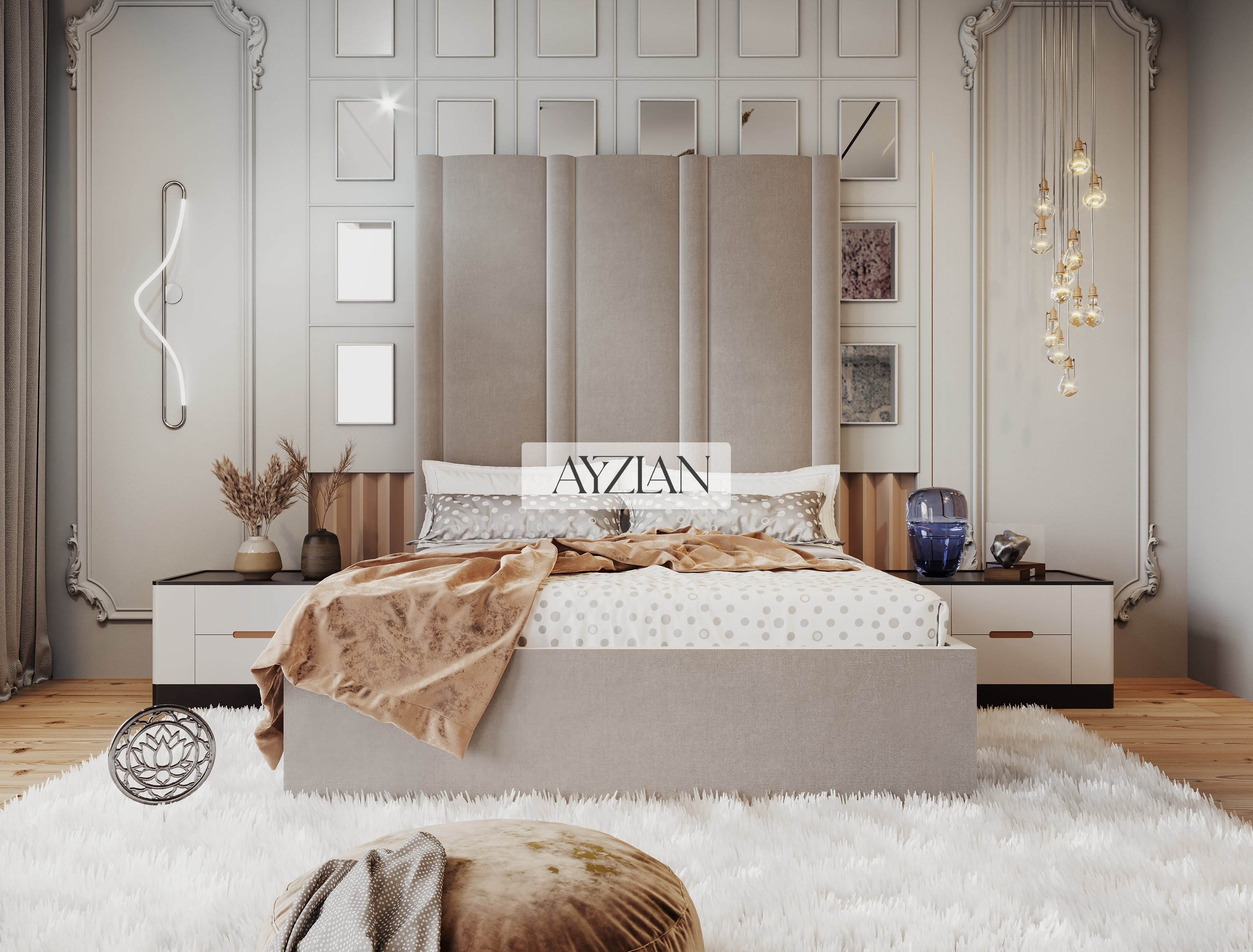 Scarlett Hybrid Mirror Wide Extended Headboard Bed