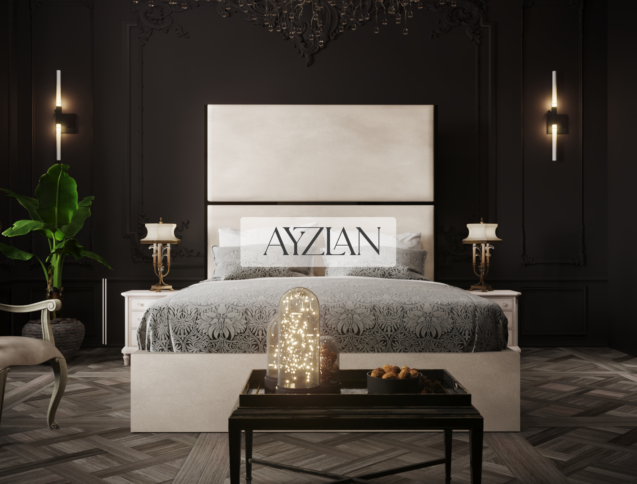 Ava Elegance Glossy Trim Wider Headboard Bed
