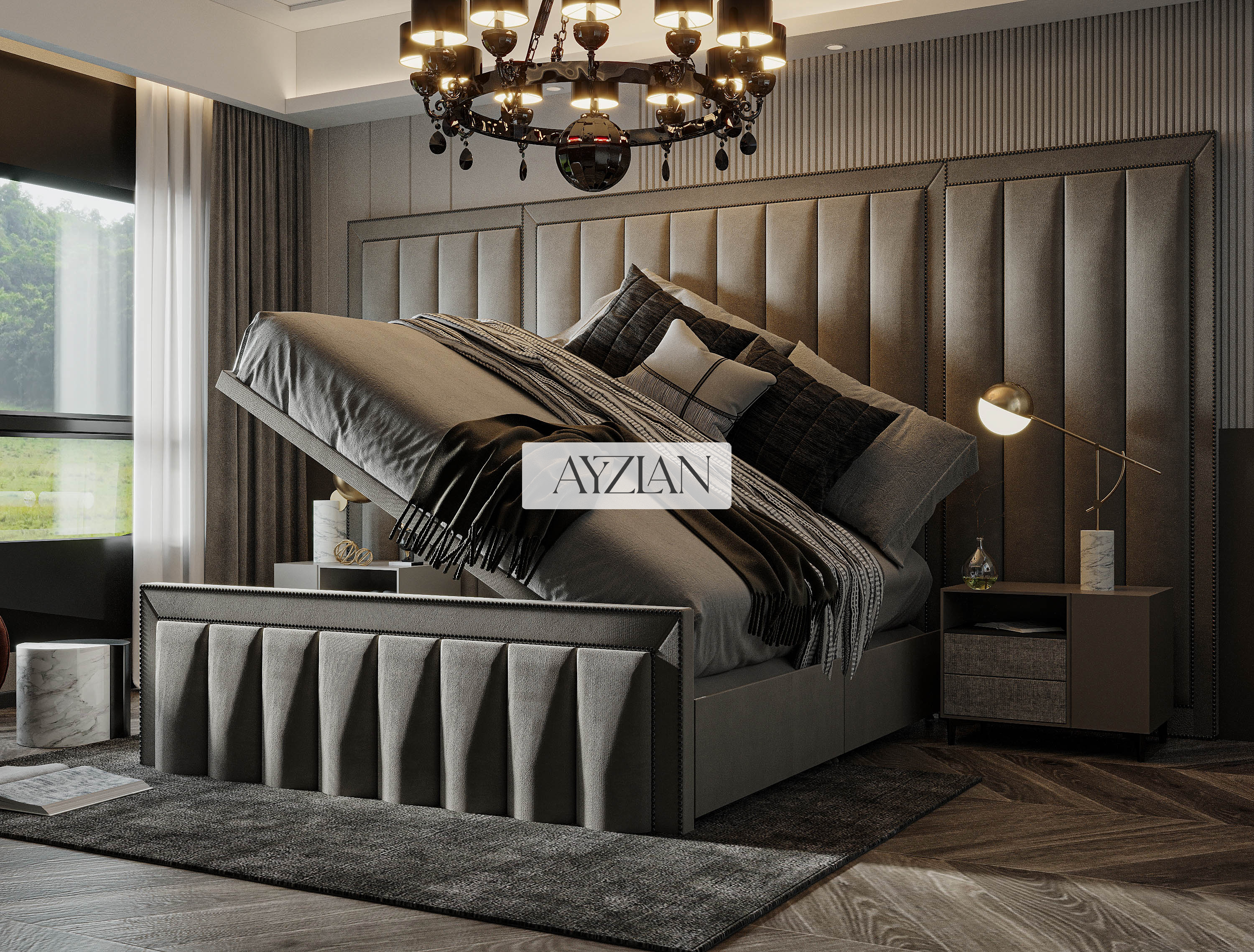 Godiva Wide Headboard Divan Ottoman Platform Top Under Storage Bed