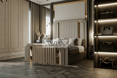 Tanner Glossy Gold Strip Elegance Bed