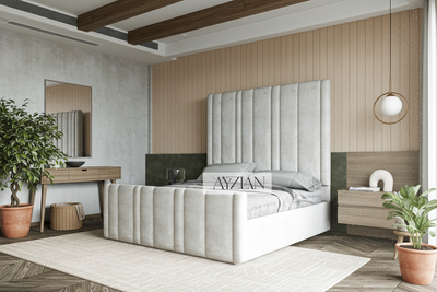 William Stripe Line Panel Wide Headboard Bed