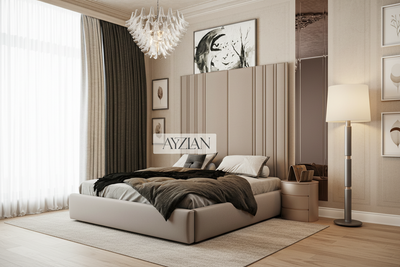 Royal Wide Headboard Panel Stripe Bed