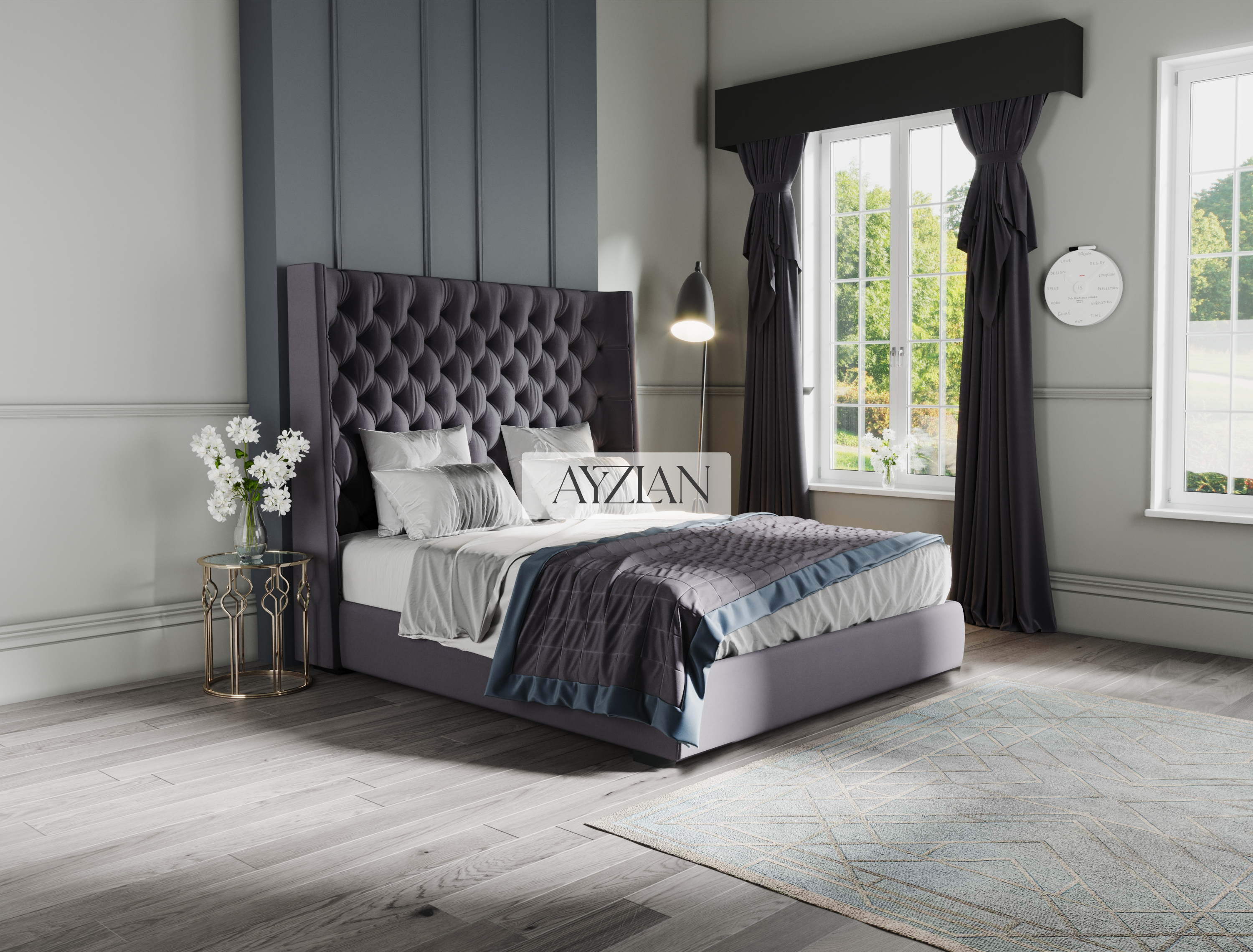 Beverly Curve Wingback Winged Bed