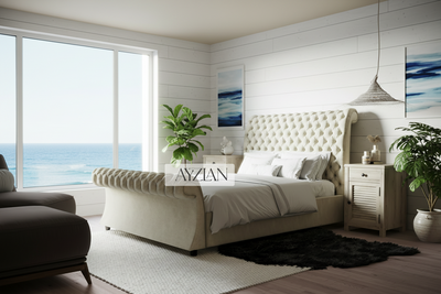 Millie Curve Foot Style Chesterfield Scroll Sleigh Bed