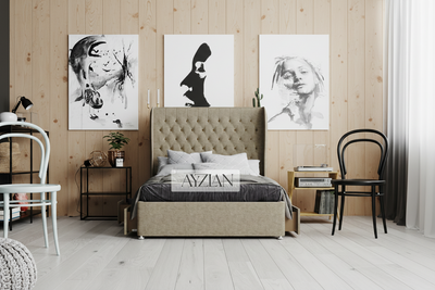 Cansus Curve Winged Divan Drawer Storage Bed