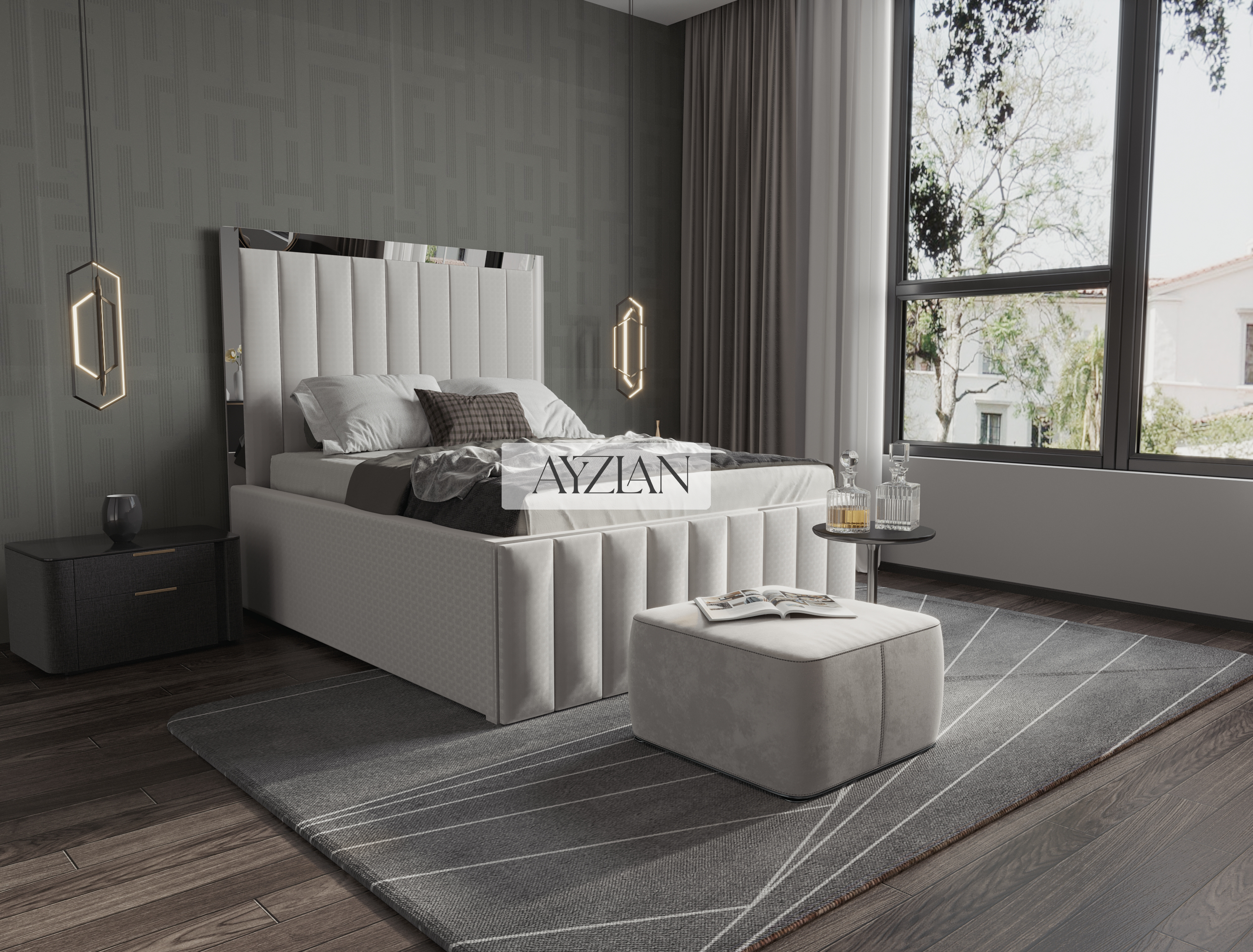 Luca Mirror Stripe Line Bed