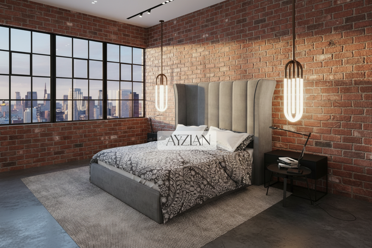 Ashley High Winged Upholstered Bed