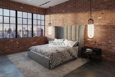 Ashley High Winged Upholstered Bed