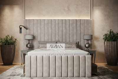 Merry Wide Headboard Panelled Stripe Storage Divan Drawer Bed