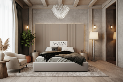 Royal Wide Headboard Panel Stripe Bed