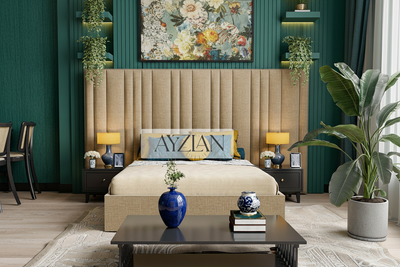 Hopper Wide Headboard Stripe Lines Linear Bed