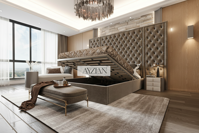 Chelsea Wide Headboard Fabric Chesterfield Bed