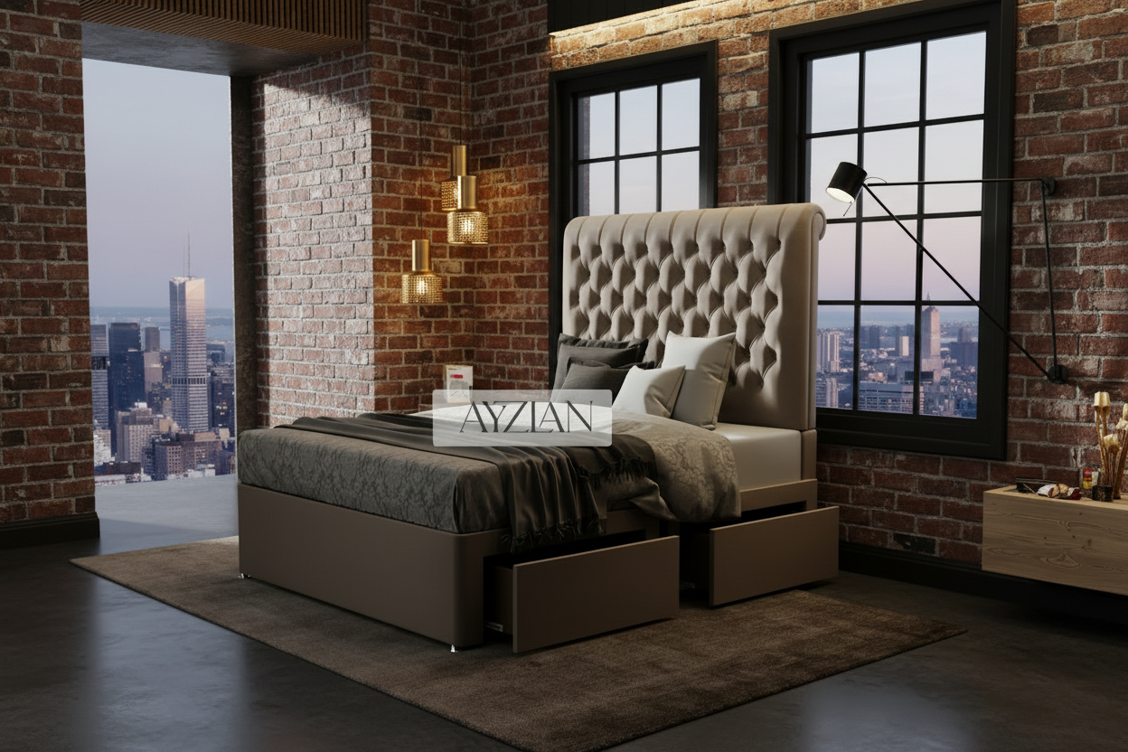 Lucy Sleigh Scroll Storage Drawer Divan Bed