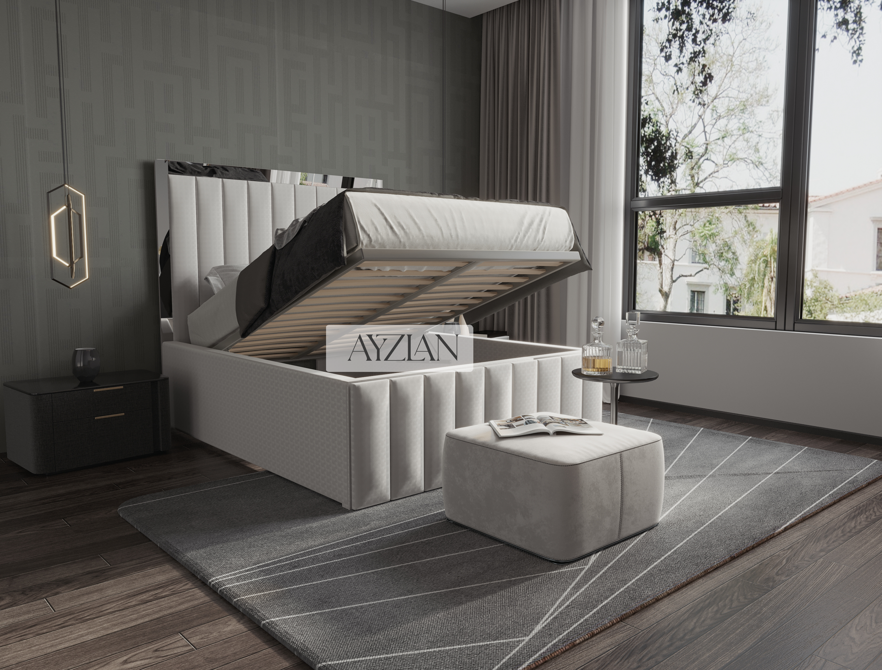 Luca Mirror Stripe Line Bed