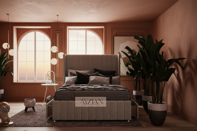 Amelia Stripe Winged Divan Drawer Storage Bed