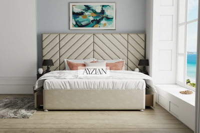 Sophia Chesterfield Cross Pane Wide Headboard Storage Drawer Divan Bed