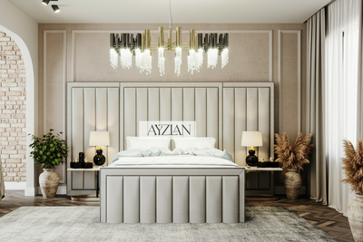 Godiva Wide Headboard Panelled Stripe Bed