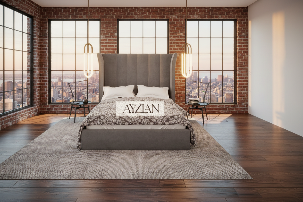 Ashley High Winged Upholstered Bed