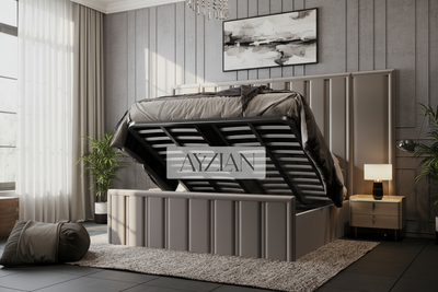 Jameson Wide Headboard Panel Stripe Bed