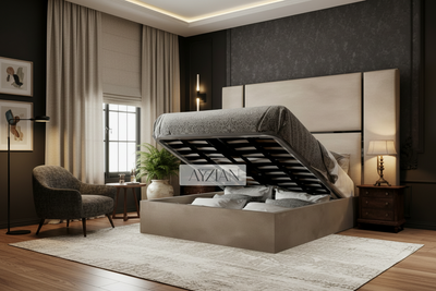 Ava Elegance Glossy Trim Wider Headboard Bed