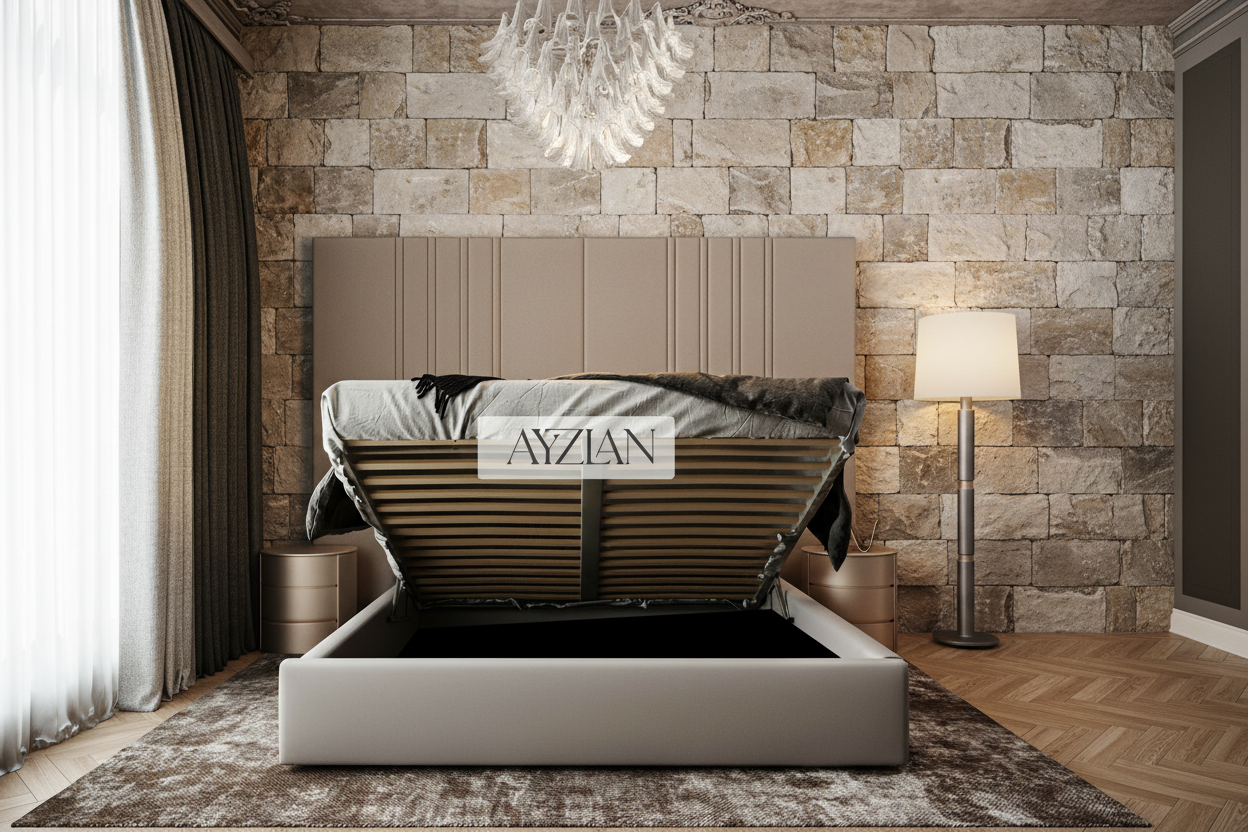 Royal Wide Headboard Panel Stripe Bed